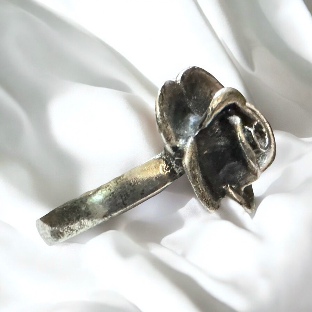 Vintage Sterling Silver Blooming Rose Ring (5) - Picture 5 of 8